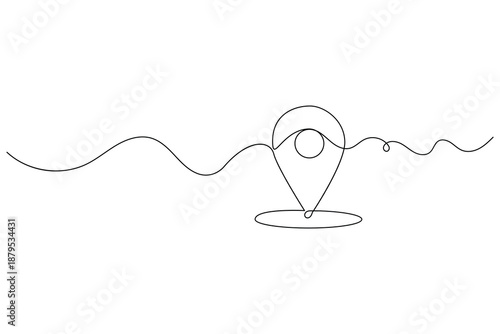 Continuous line drawing of a navigation gps location symbol