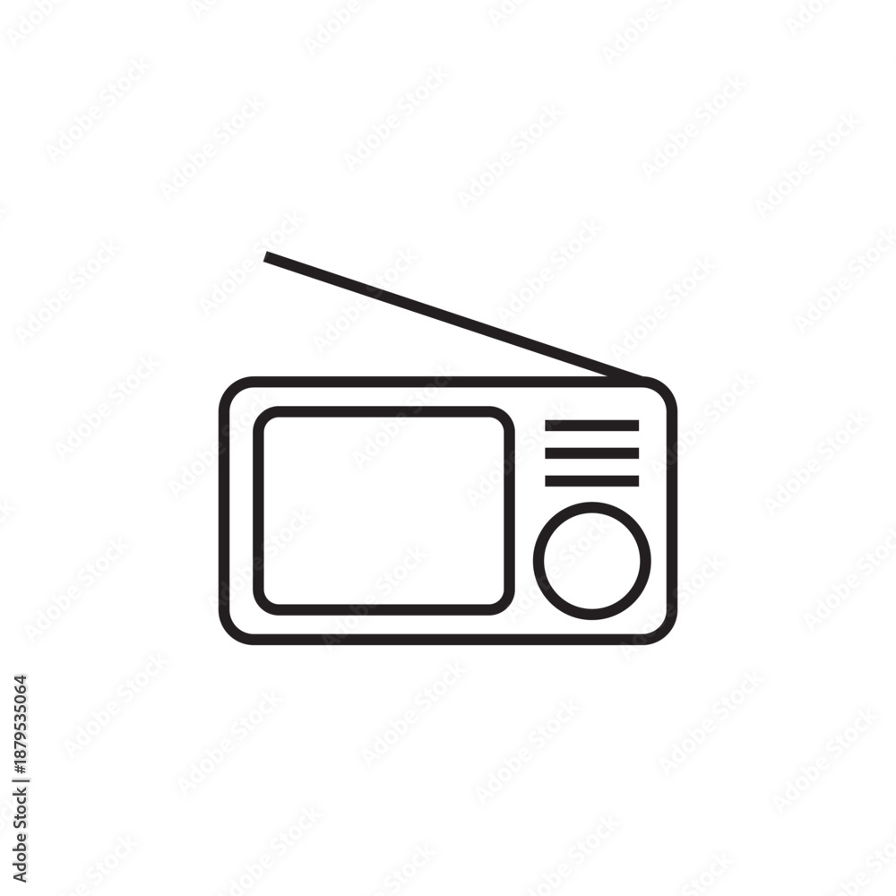 Obraz premium Radio Icon Outline Vector Editable Line Audio Illustration EPS