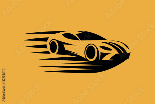 Dynamic Black Speed Car Logo Silhouette with Motion Streaks