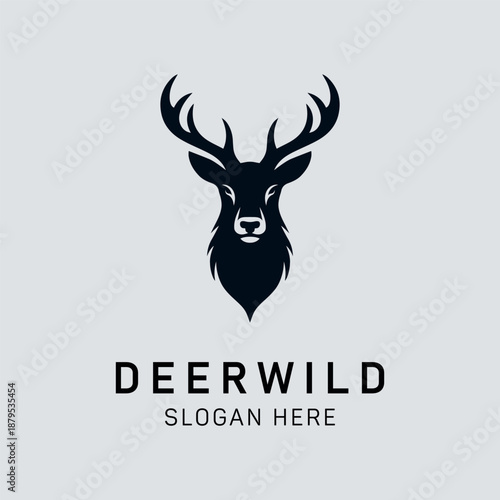Deerwild modern logo with deer head silhouette