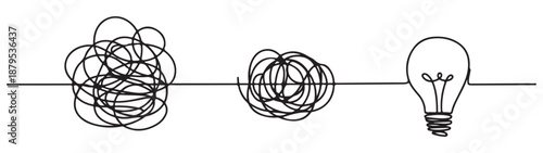 Confused Scribbles Turning into Bright Idea on Line