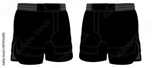 Mma Short Mockup Template Vector