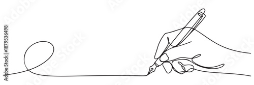 Hand Drawing Line with Pen on Paper