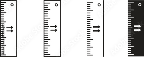 ruler icons with arrows on white and black backgrounds
