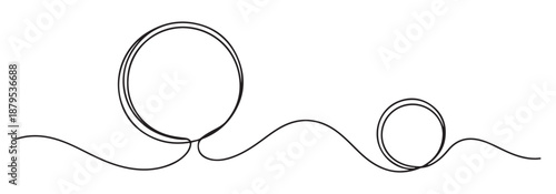 Minimalist Line Art of Two Interconnected Circles on Wavy Line