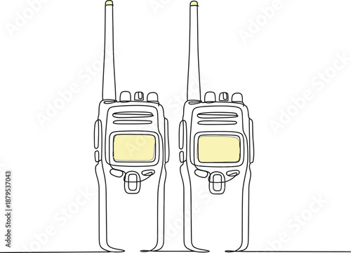 Two Walkie-Talkies Line Art. Black and White Two-Way Radio Icon. Pair of Portable Radios Illustration
Minimalist Communication Devices Drawing