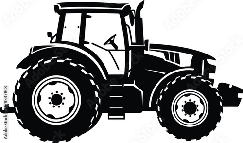 Modern agricultural tractor vector illustrations isolated on white background