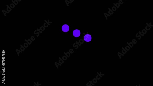 фотографія Three purple glowing circular dots aligned diagonally on a dark Generate title without using the word Title: before it