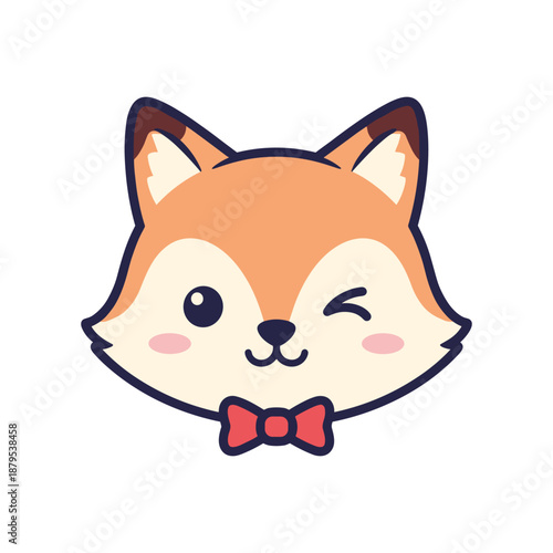 Adorable Cartoon Shiba Inu with Red Bow Tie Illustration