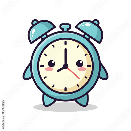 Cute Cartoon Alarm Clock Character Illustration