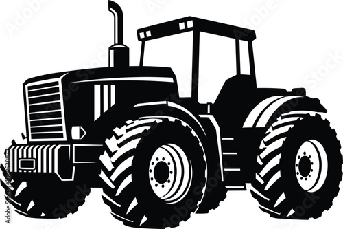 Heavy duty agricultural tractor silhouette set isolated on white background for farming design