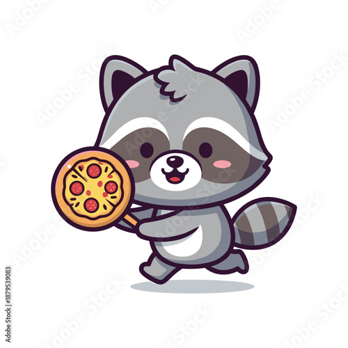 Adorable Raccoon Enjoying a Delicious Pizza Slice