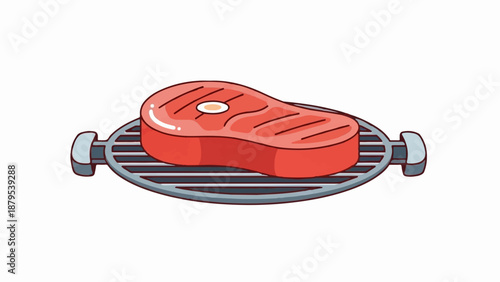 Red steak with grill marks on a metal grill