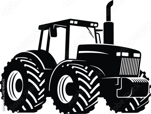 Heavy duty agricultural tractor silhouette set isolated on white background for farming and industrial design