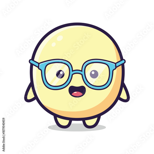 Smiling Egg Character with Glasses Illustration
