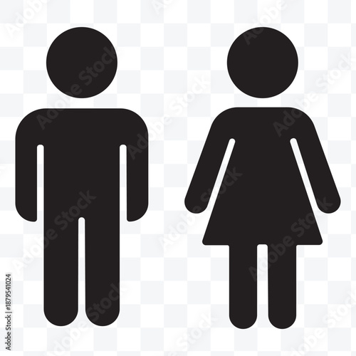 Gender icon set, male female symbols, public signage figures. eps 10