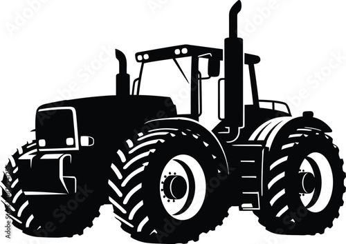 Heavy duty agricultural tractor silhouette set isolated on white background for farming design