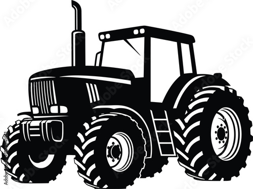 Modern agricultural tractor silhouette collection for farming and industrial design