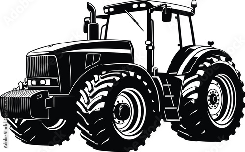 Modern agricultural tractor silhouette collection for farming and industrial design