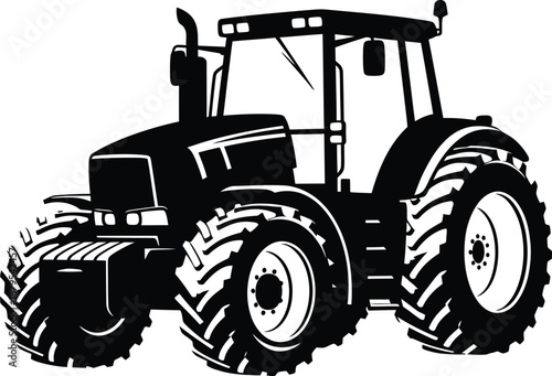 Modern farming tractor silhouette vector illustration isolated on white background