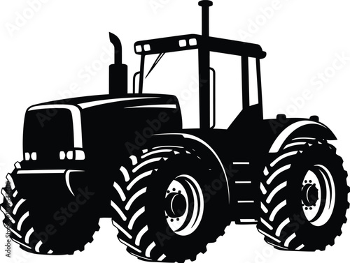 Modern farming tractor silhouette vector illustration isolated on white background