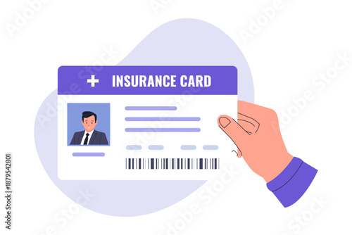 Hand Holding Medical Insurance Card for Healthcare Identification Illustration. A professional illustration of a human hand holding a health insurance.