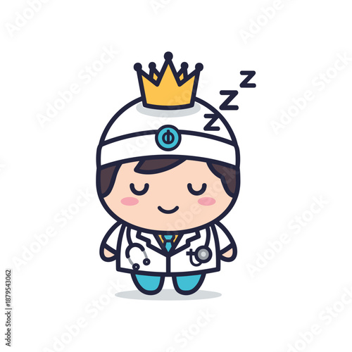 Sleeping Doctor Cartoon Illustration