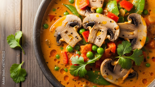 Vibrant vegetable stew with mushrooms