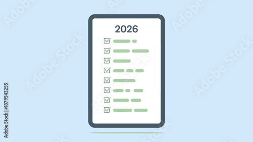 New year resolutions for 2025 on a digital tablet screen