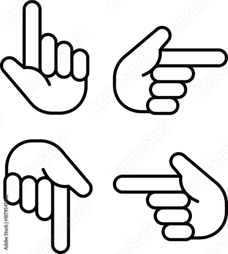 指差しカーソル　前後左右　ベクターイラスト素材