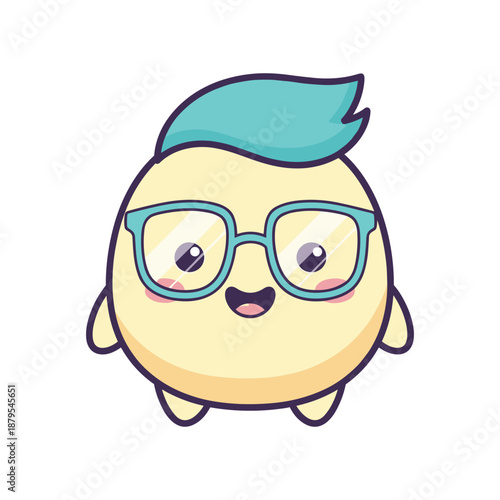 Cute Cartoon Character with Glasses Vector Illustration