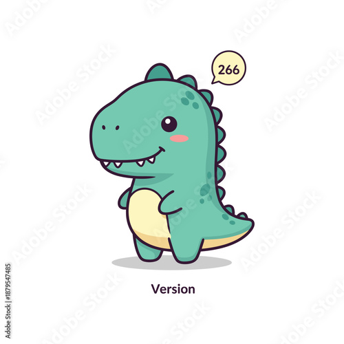 Cute Cartoon Dinosaur Illustration with Version Number