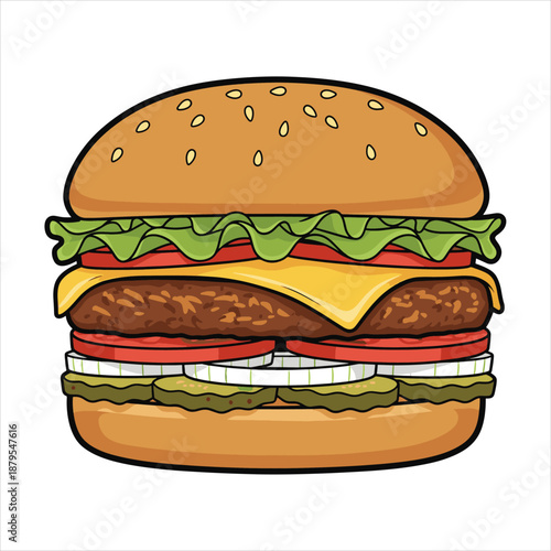 hamburger on white background