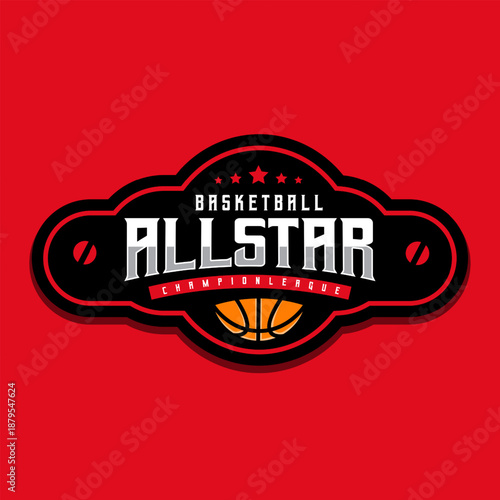 
basketball all star sport emblem logo design