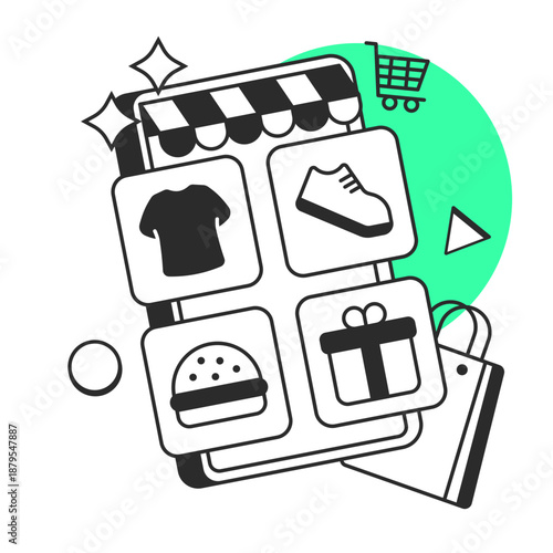 ecommerce product  illustration for application design and ecommerce website design needs
