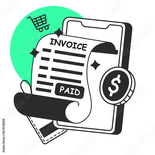 digital invoice  illustration for application design and ecommerce website design needs