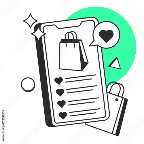 wishlist  illustration for application design and ecommerce website design needs