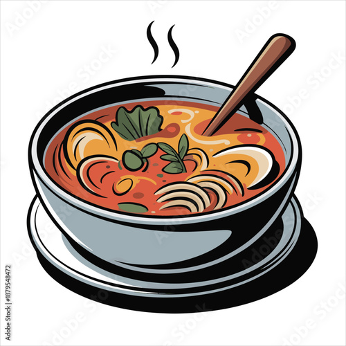 soup in a bowl illustration vector