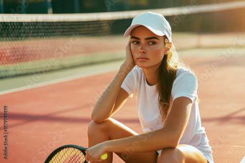 Tennis Player Resting on Court