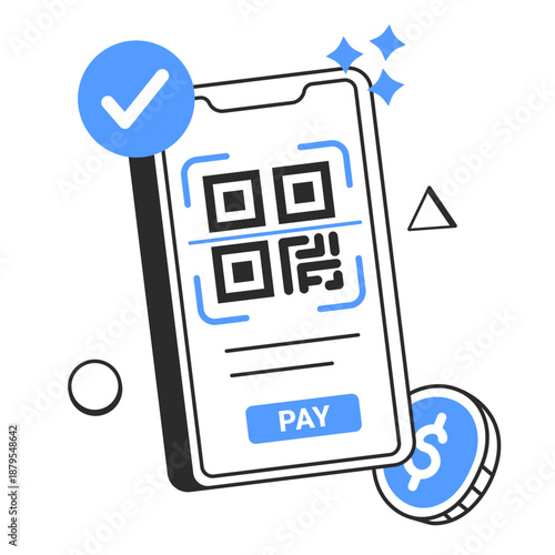 qr code payment  illustration for application design and ecommerce website design needs