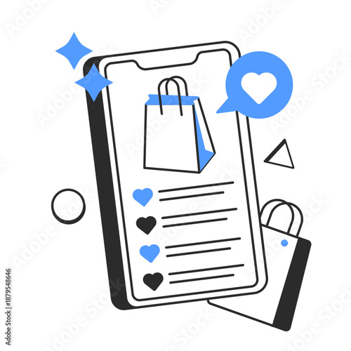 wishlist  illustration for application design and ecommerce website design needs