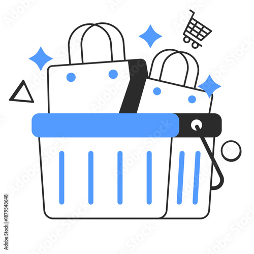 bag on cart  illustration for application design and ecommerce website design needs