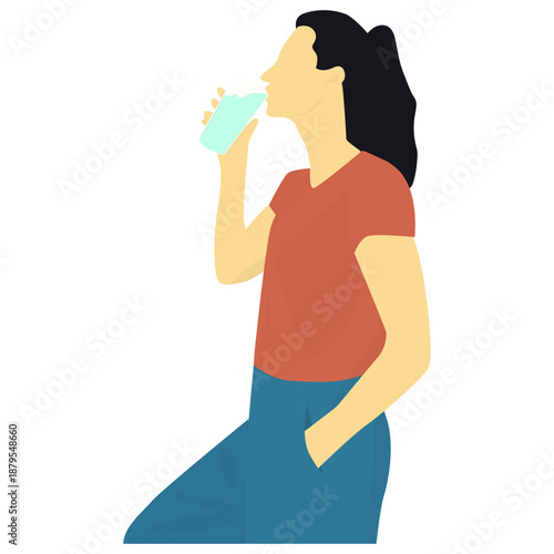 People Drinking Water Illustration
