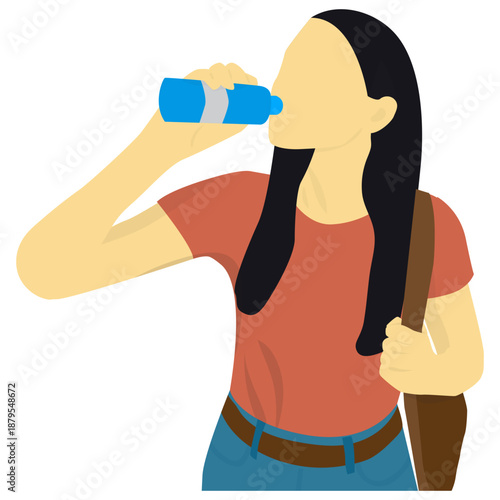 People Drinking Water Illustration