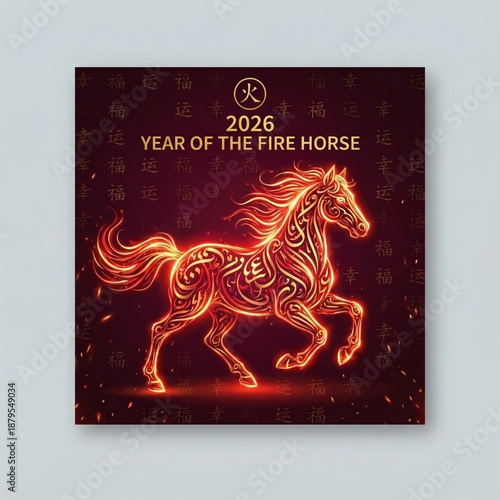 Fire horse illustration representing the Year of the Fire Horse 2026  