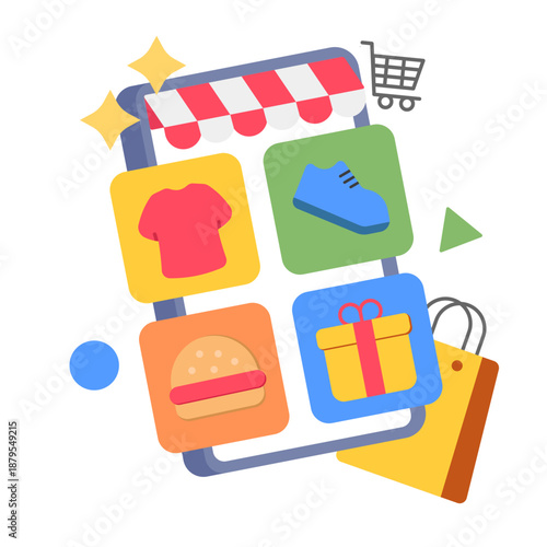 ecommerce product  illustration for application design and ecommerce website design needs