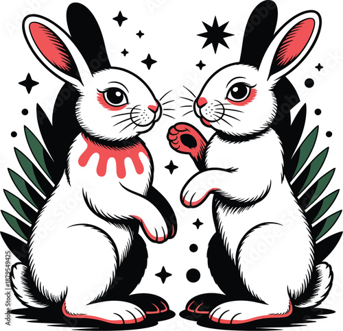 Rabbit cute animal character vector illustration