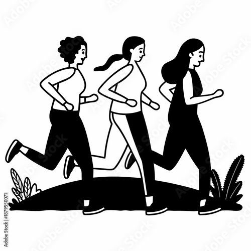 Young woman with a bag vector illustration walking in style