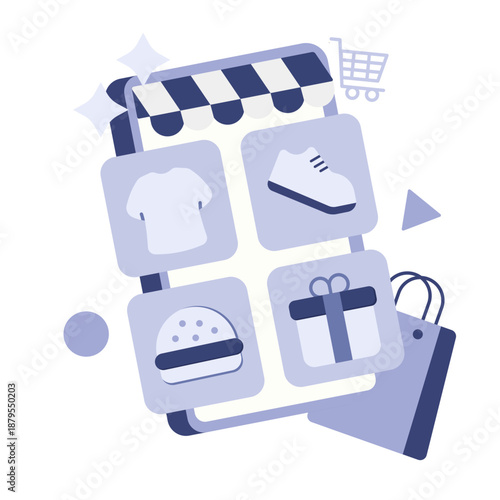 ecommerce product  illustration for application design and ecommerce website design needs