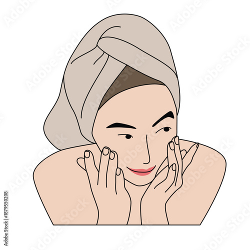 Women is doing Skincare routines